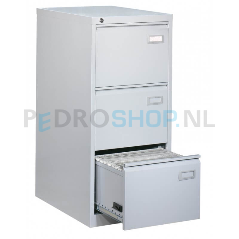 Dossierkast PDC -100 met 3 laden, voor opbergen hangmappen, lichtgrijs