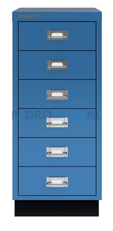Meerladenkast Bisley -6, A4 formaat, 6 laden, azuurblauw, incl. sokkel