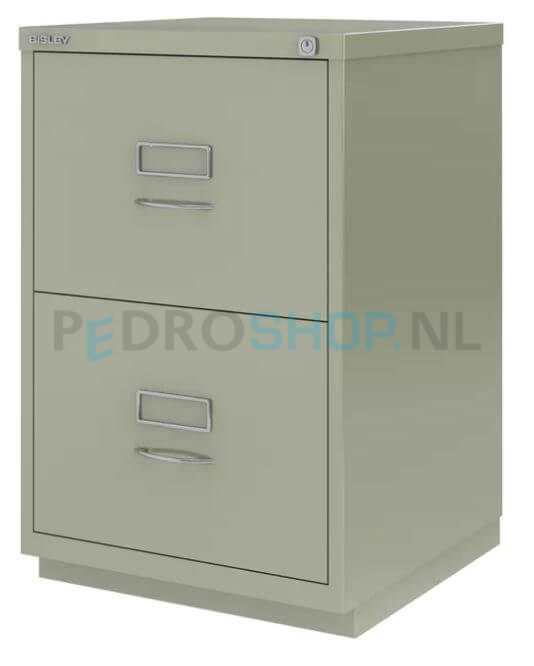 Dossierkast Bisley F-serie voor opbergen hangmappen, 2 laden, betongrijs