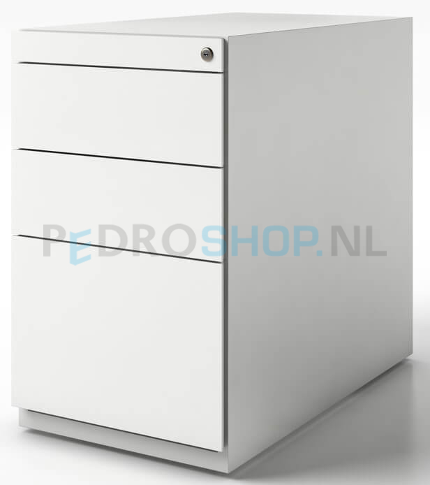 Stand ladenblok Bisley Basic met 3 laden, 69,8 cm hoog, 77,5 cm diep, krijtwit